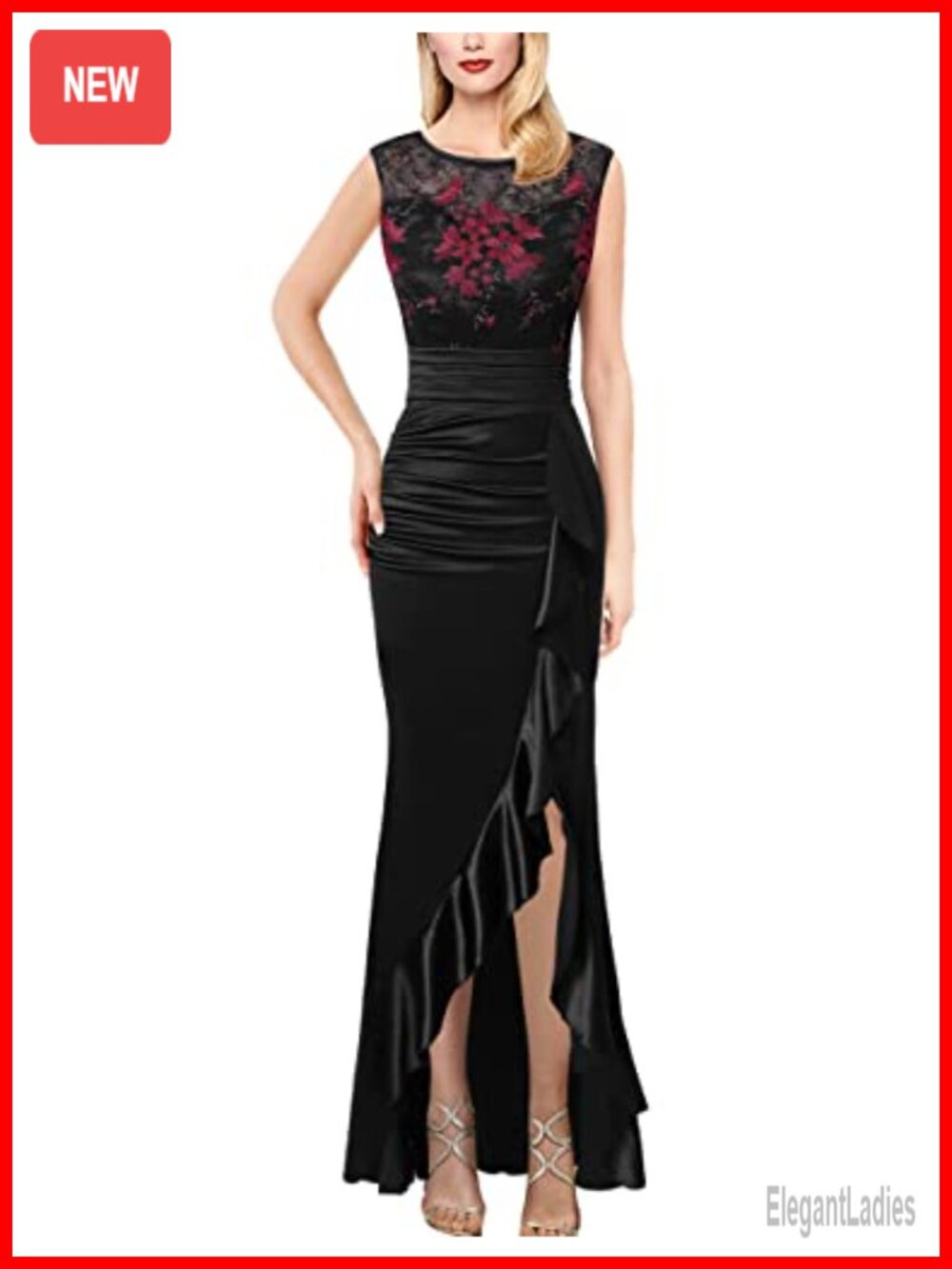VFSHOW Womens Prom Illusion Sweetheart Formal Maxi Dress Cocktail Ruched Ruffle